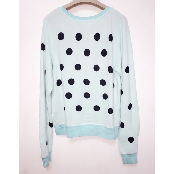 NWT Wildfox Supersoft Cotton Blend Polka-dot Sweatshirt Aqua Blue S - Picture 2 of 8